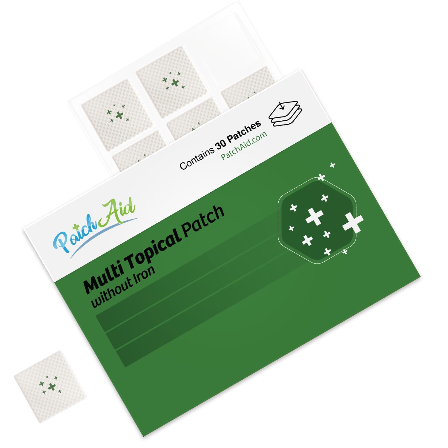 Patch Aid Multi Plus Topical Patch applied to skin