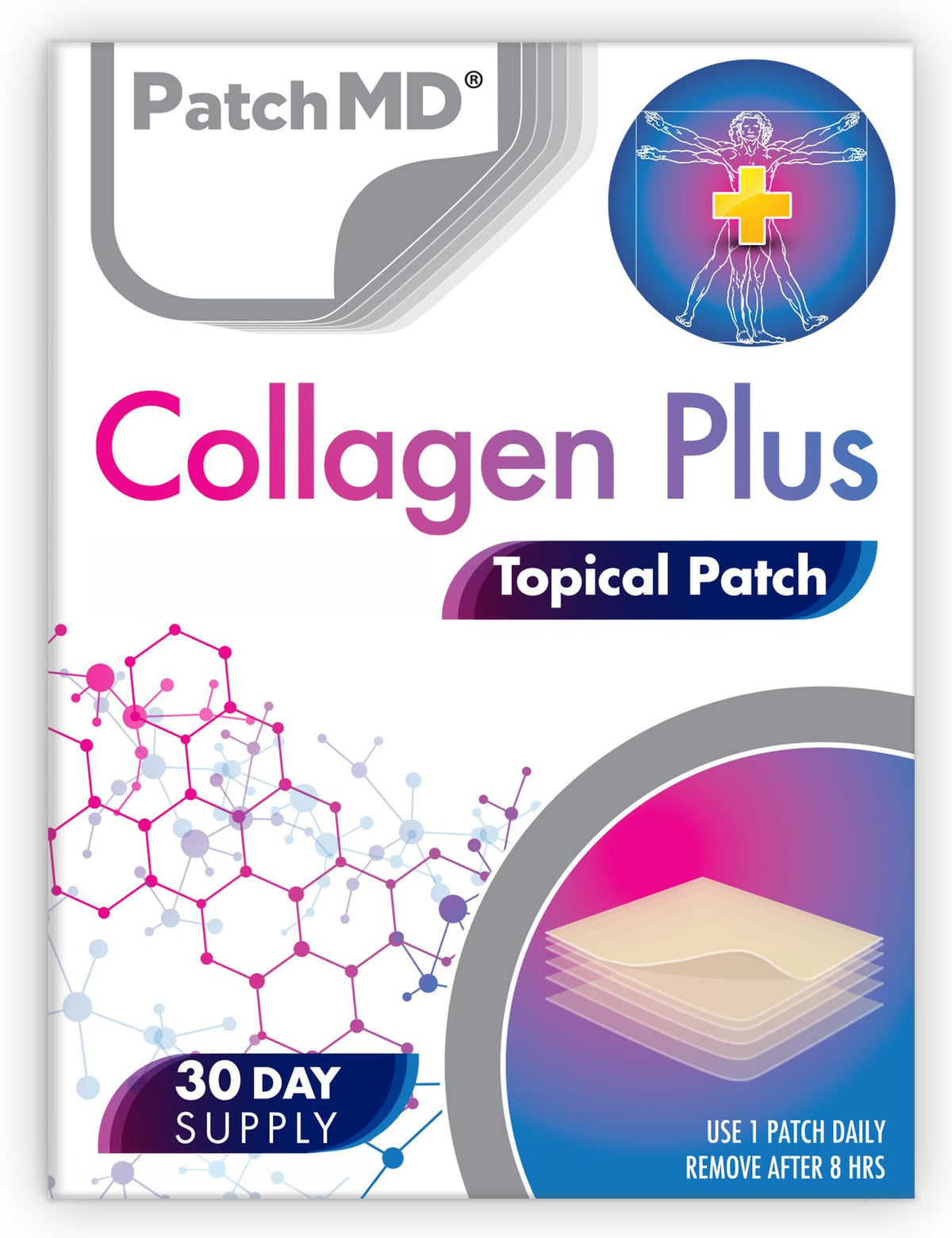 PatchMD Collagen Patches front view with packaging
