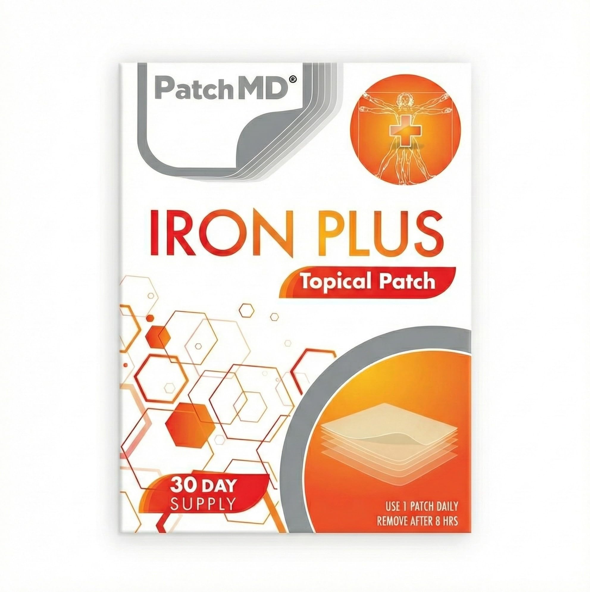 PatchMD Iron Supplement Patches front view with packaging