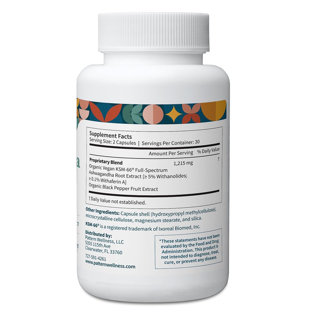 Pattern Wellness Ashwagandha Capsules bottle top view