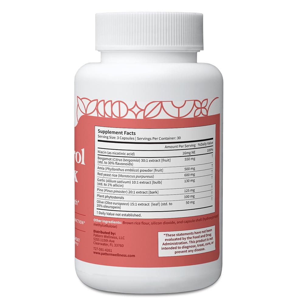 Pattern Wellness Cholesterol Complex capsules in a hand