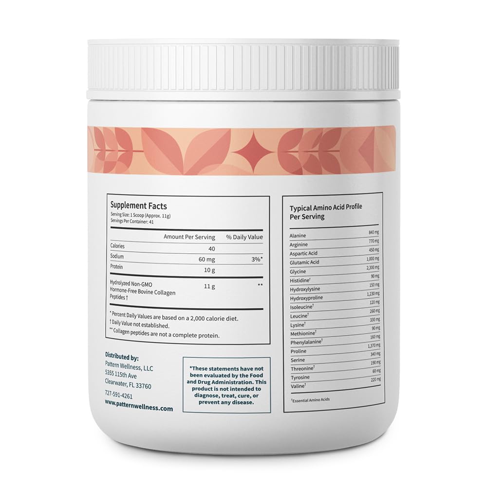 Pattern Wellness Collagen Peptides Powder 544g scoop
