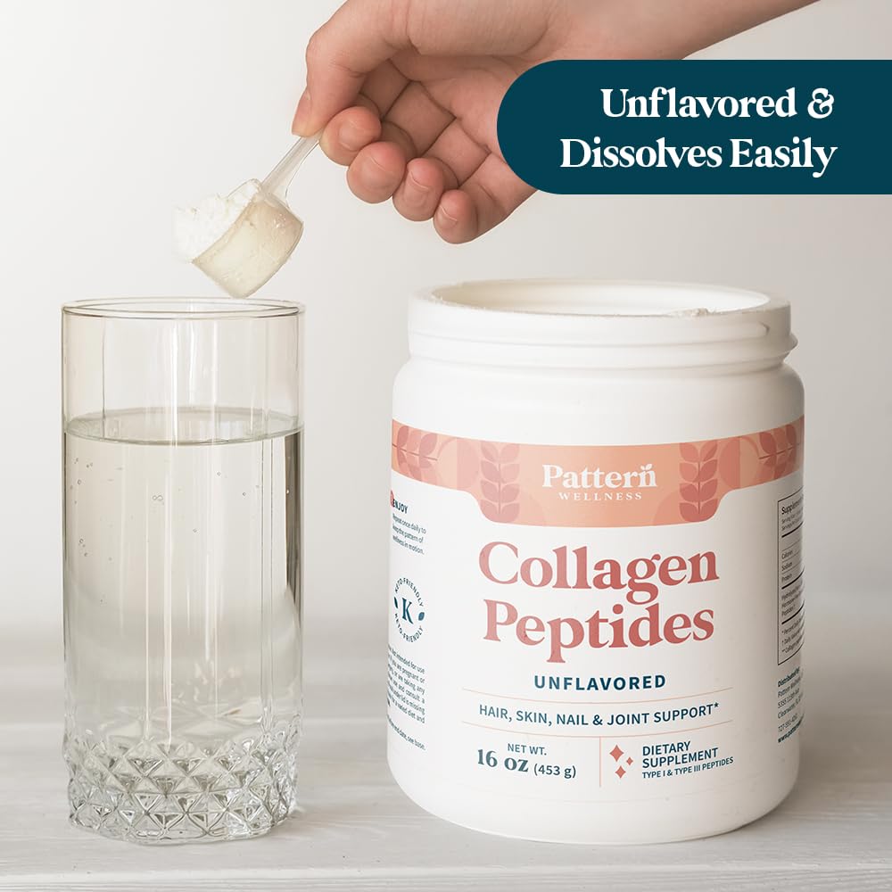Pattern Wellness Collagen Peptides Powder with measuring scoop