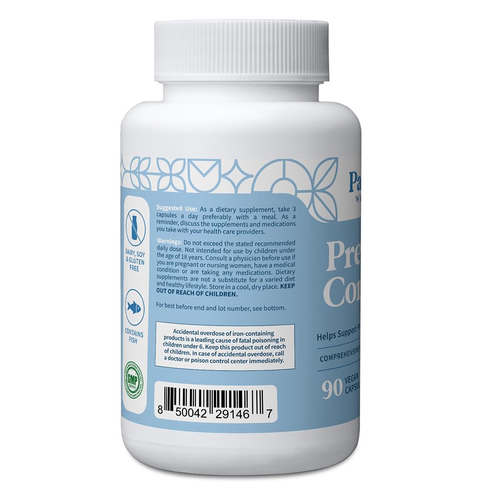 Pattern Wellness Prenatal Vitamins capsule bottle side view