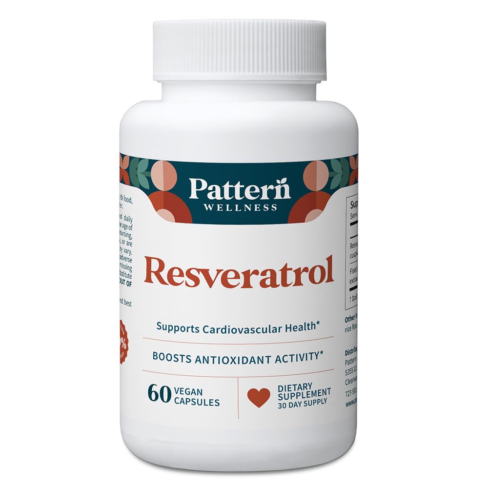 Pattern Wellness Resveratrol supplement bottle front view