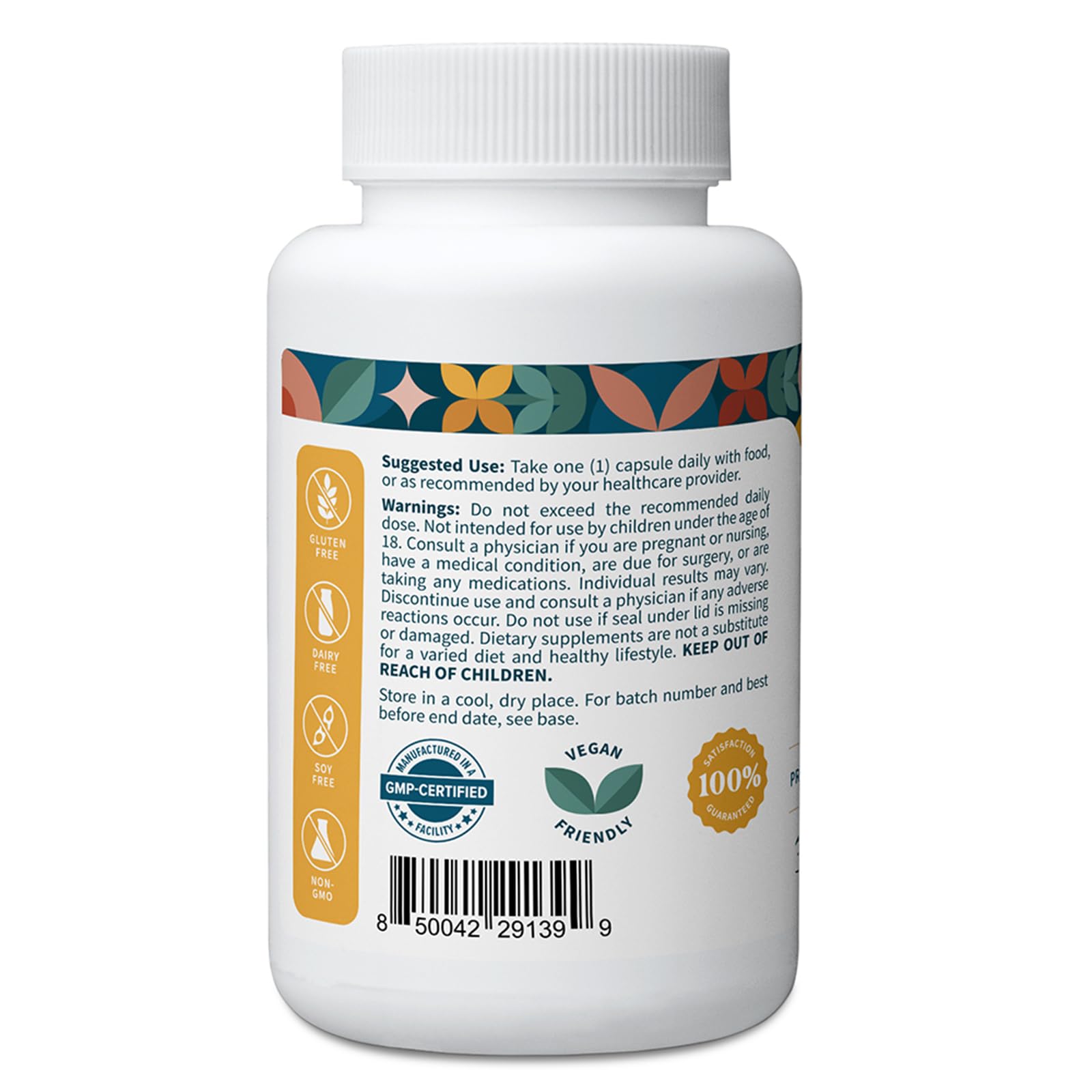 Pattern Wellness Saffron Extract Capsules 88.5mg bottle side view
