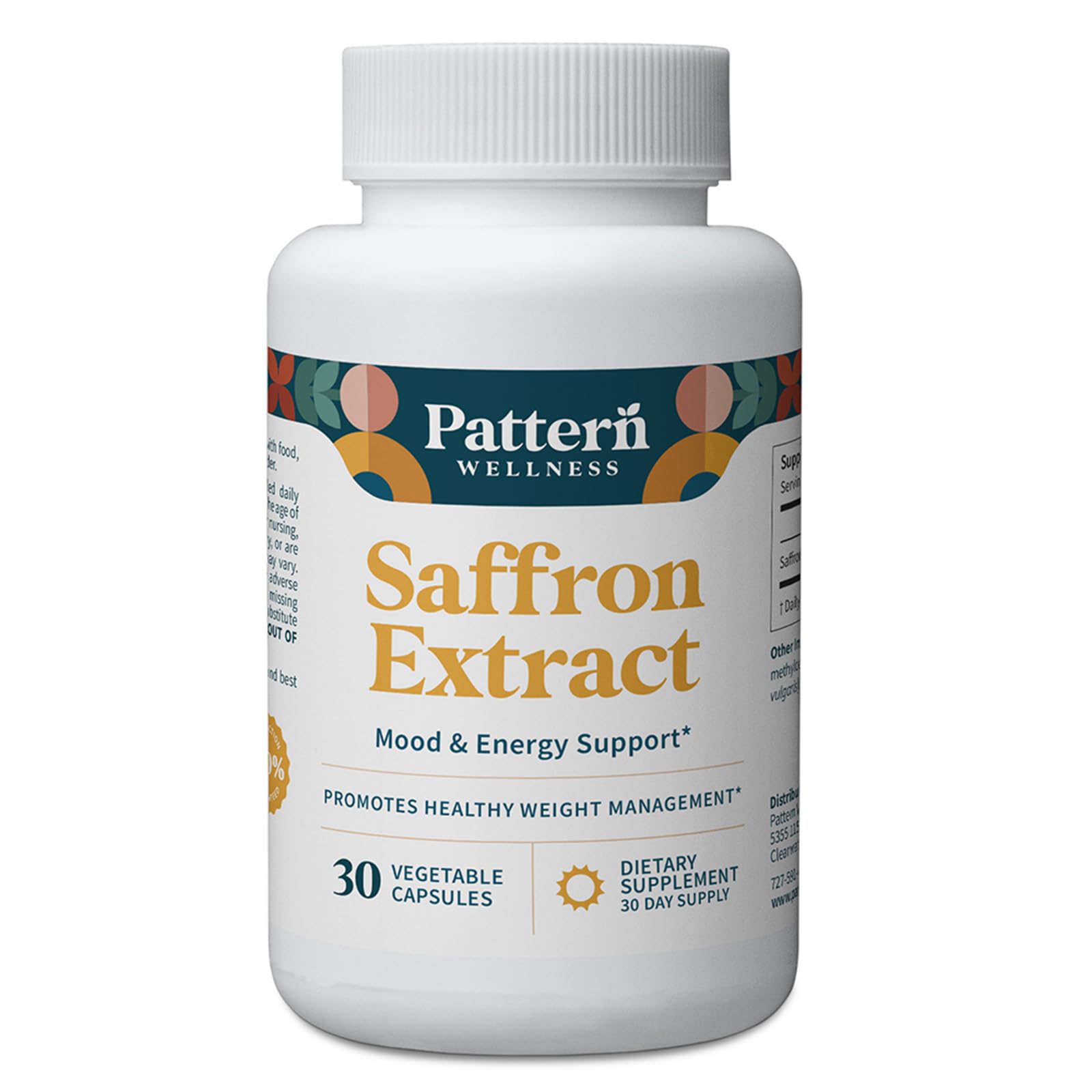 Pattern Wellness Saffron Extract Capsules 88.5mg front view