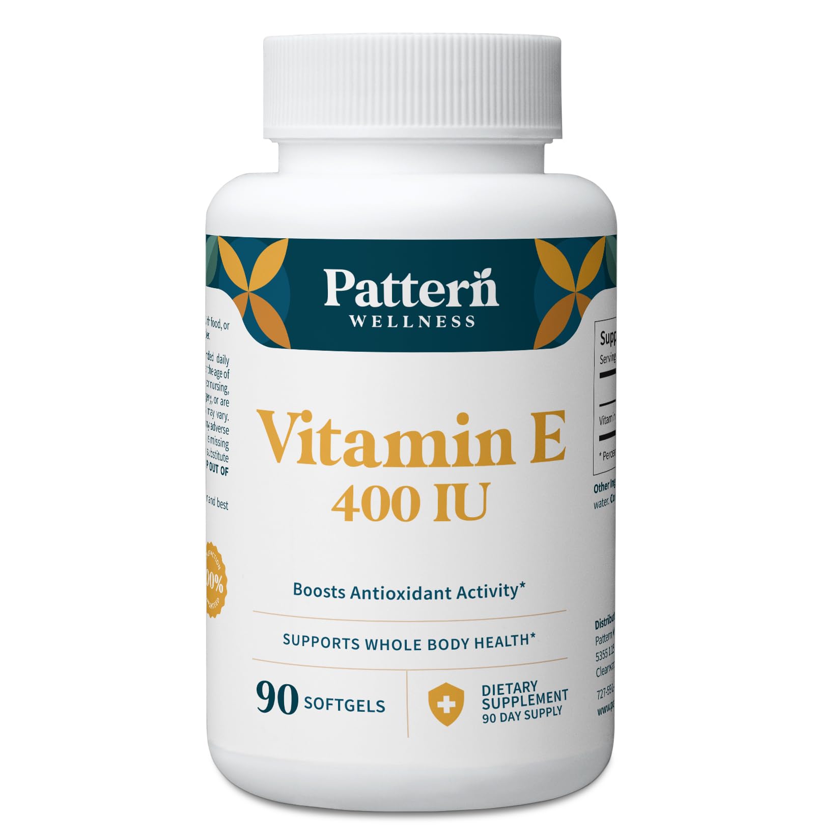 Pattern Wellness Vitamin E Softgels 400 IU front view