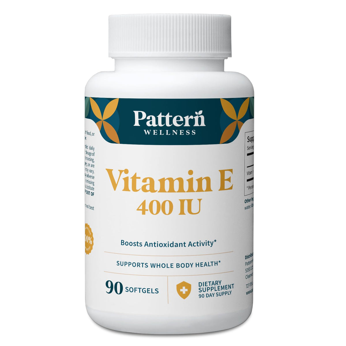 Pattern Wellness Vitamin E Softgels 400 IU front view