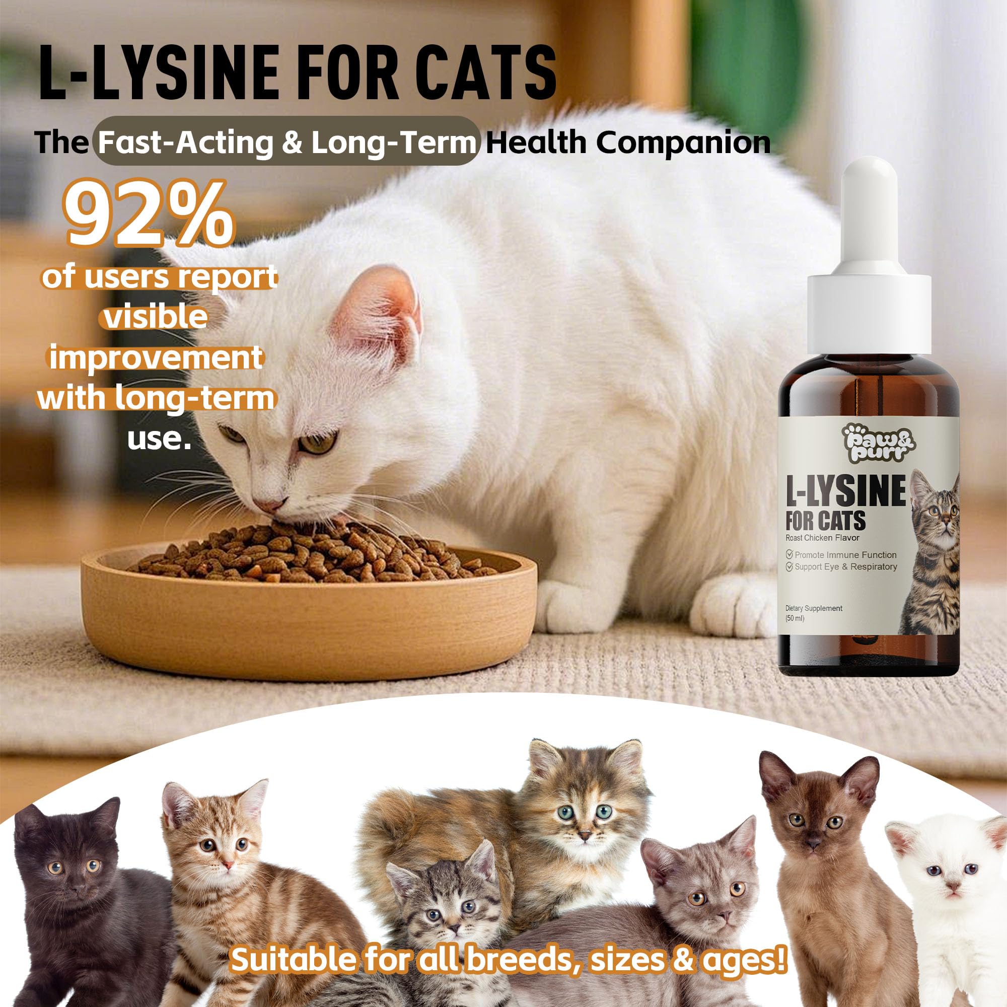 Paw & Purr Liquid L-Lysine Supplement for Cats back view