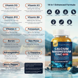 PAYAOCZ Calcium Magnesium Zinc Gummies with a hand holding a gummy