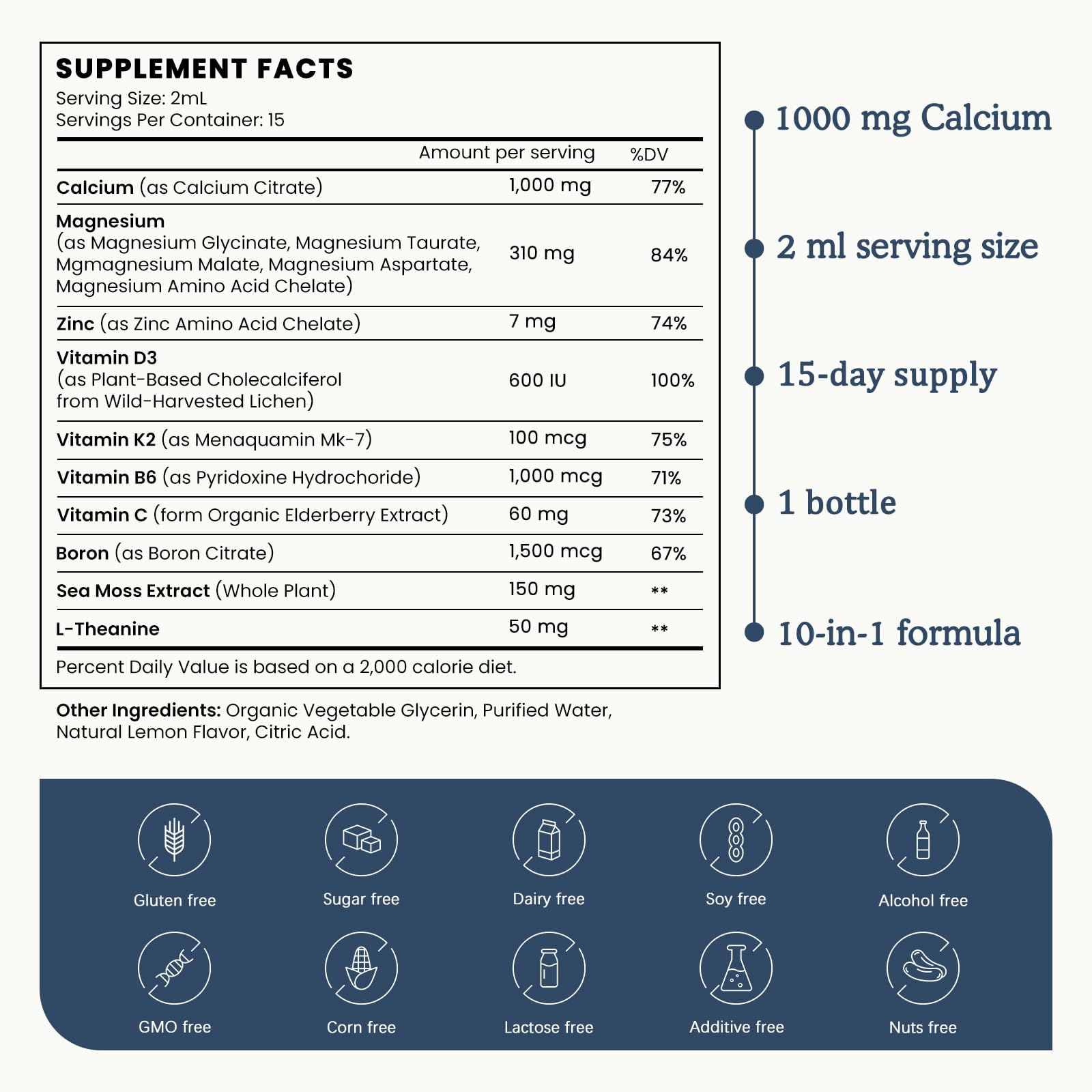 PAYAOCZ Calcium Magnesium Zinc Liquid Supplement with fresh lemons