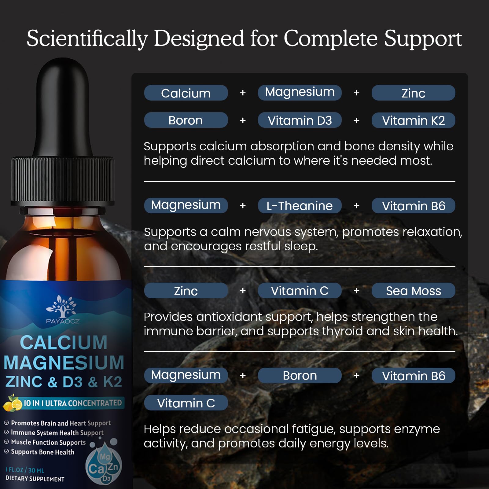 PAYAOCZ Calcium Magnesium Zinc Supplement ingredients list