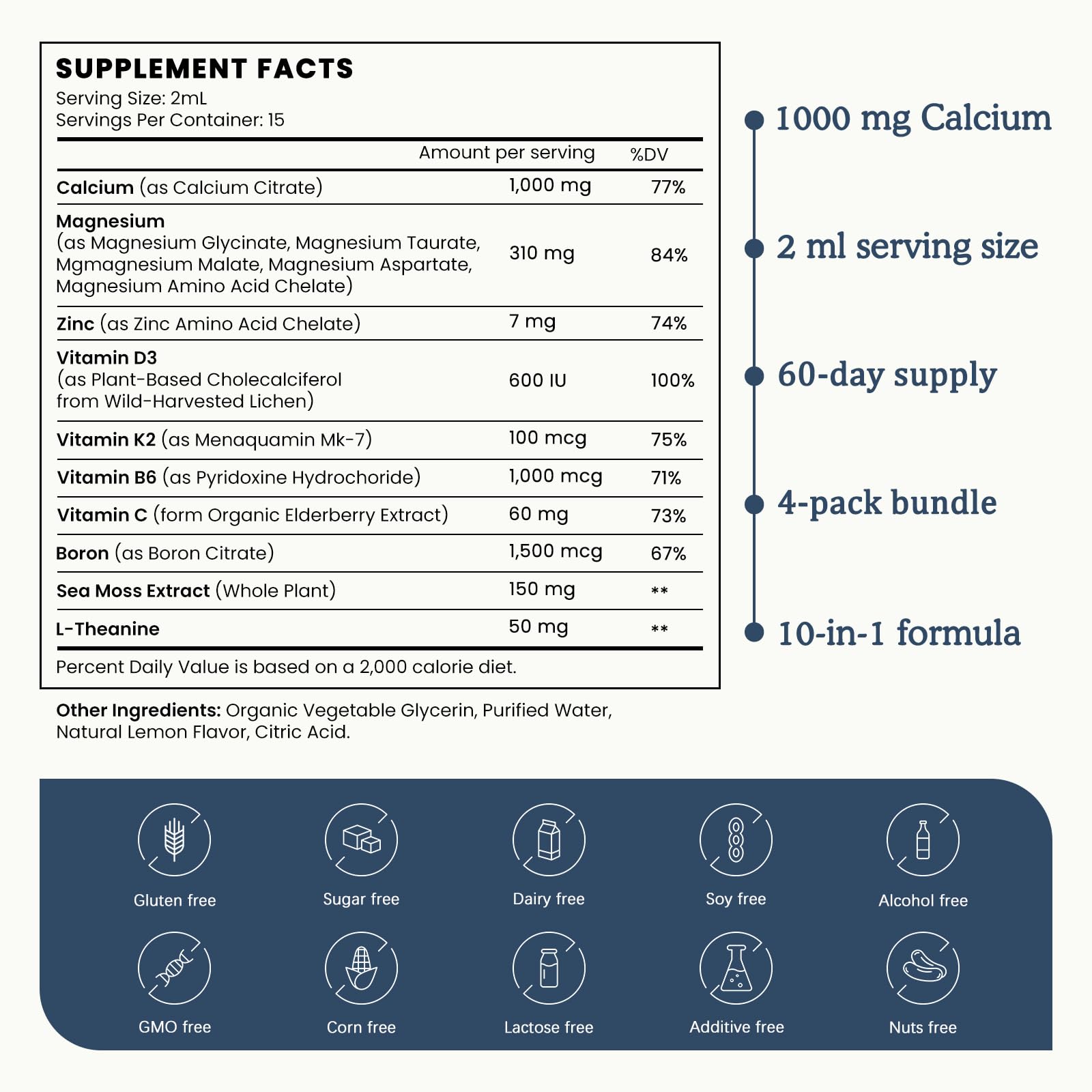 PAYAOCZ Calcium Magnesium Zinc Supplement lemon flavour drops