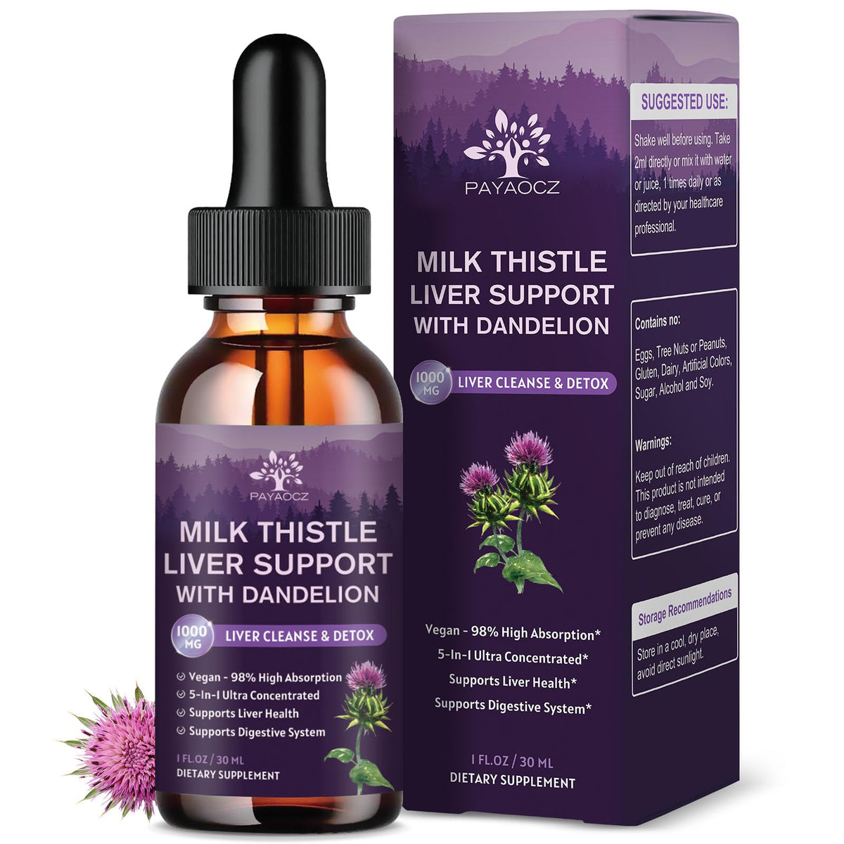 PAYAOCZ Organic Milk Thistle Extract Drops front view
