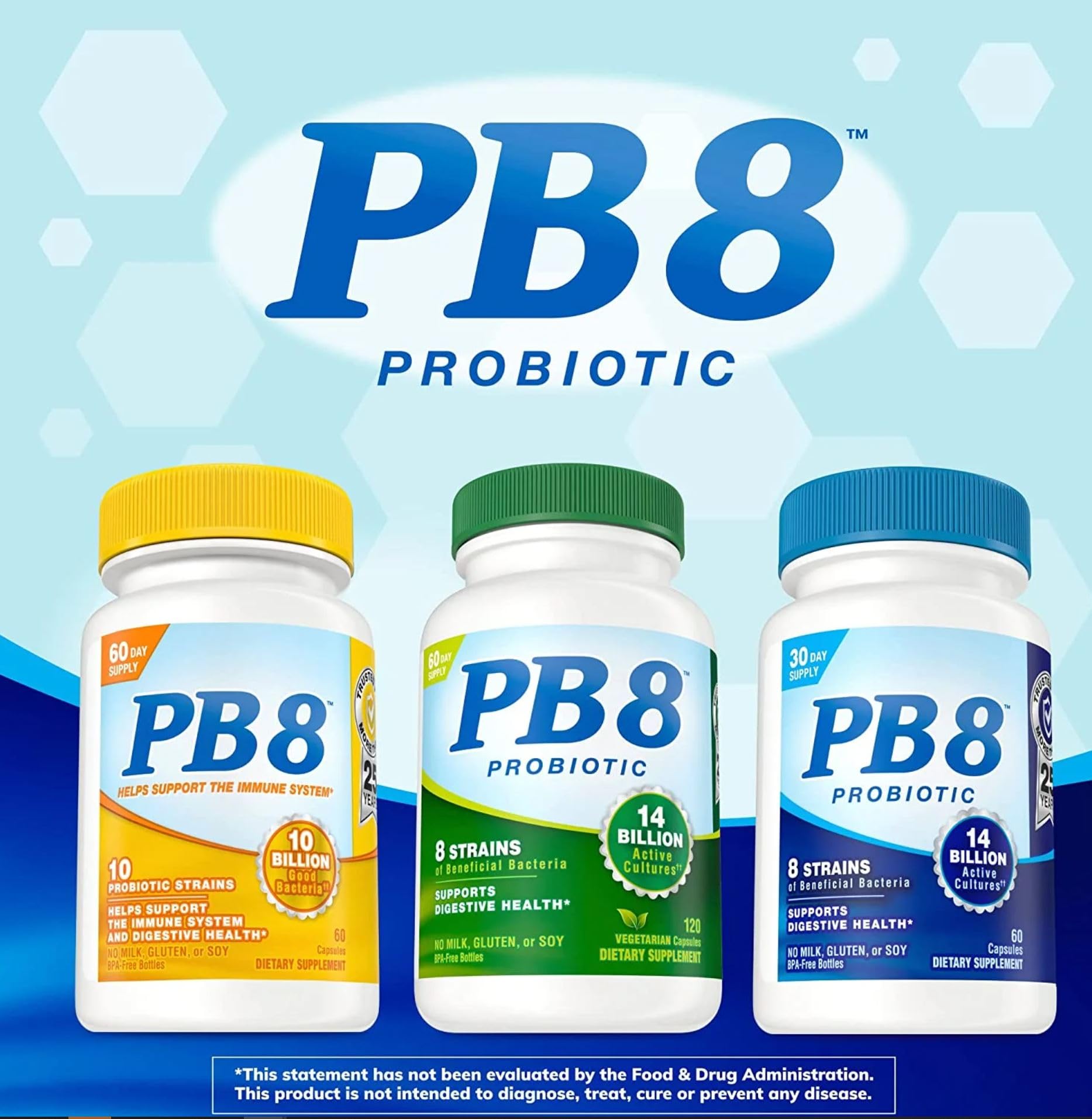 PB 8 Probiotic 3-Pack on kitchen counter