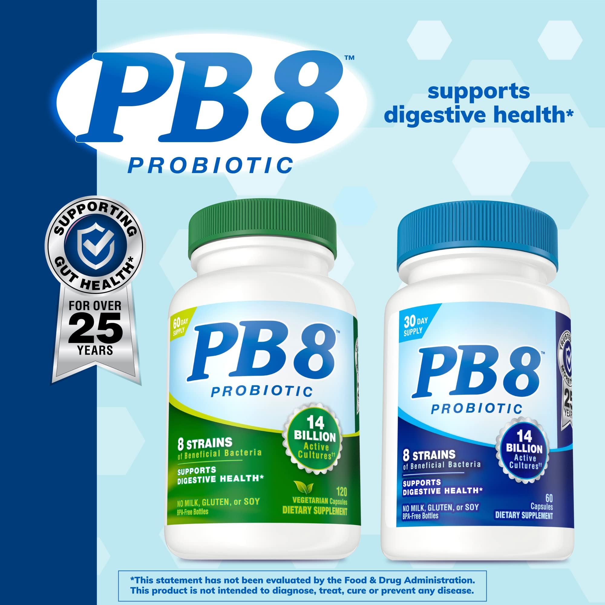 PB8 Probiotic Acidophilus capsules on a wooden table
