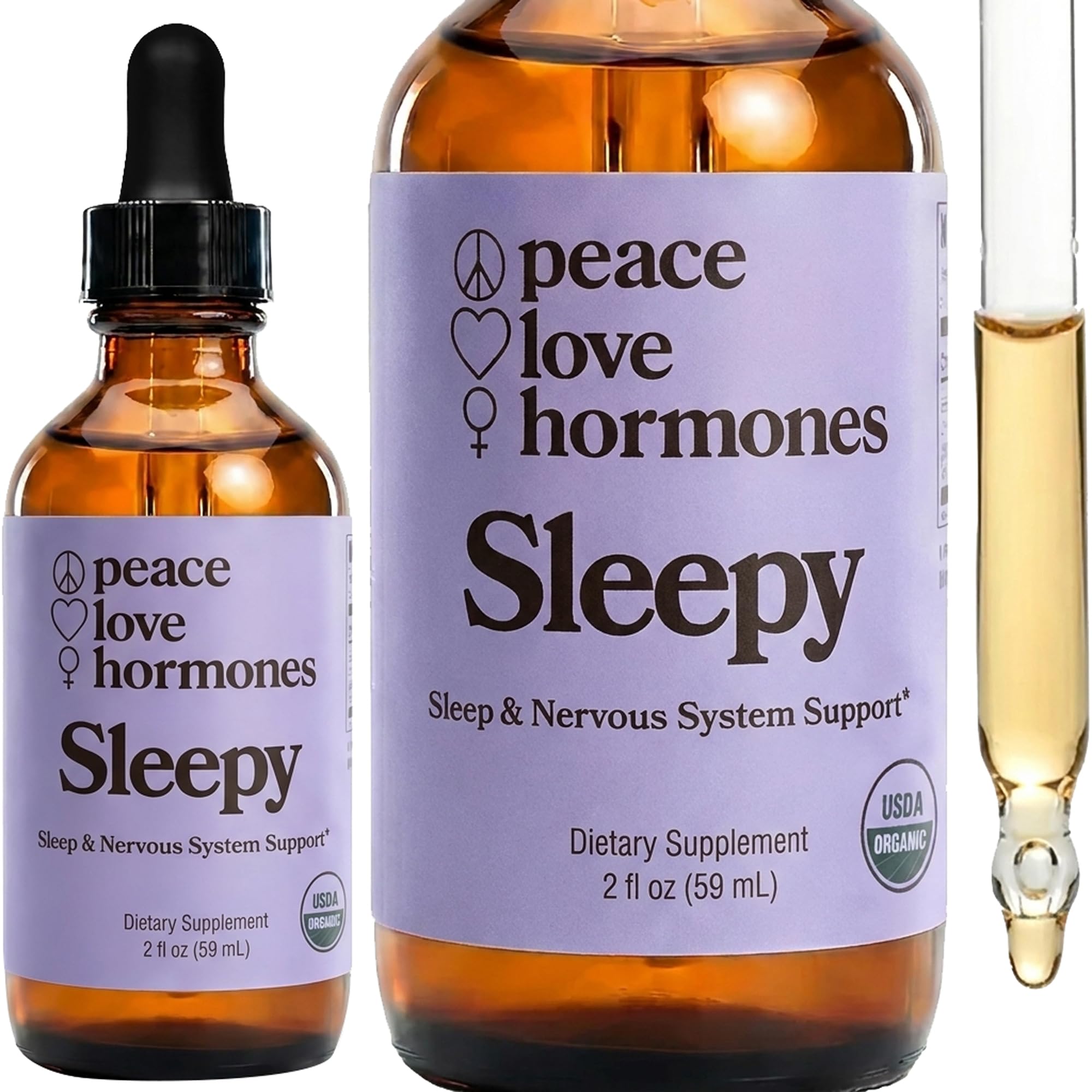 peace. love.. Sleepy Liquid Supplement 2fl oz front view