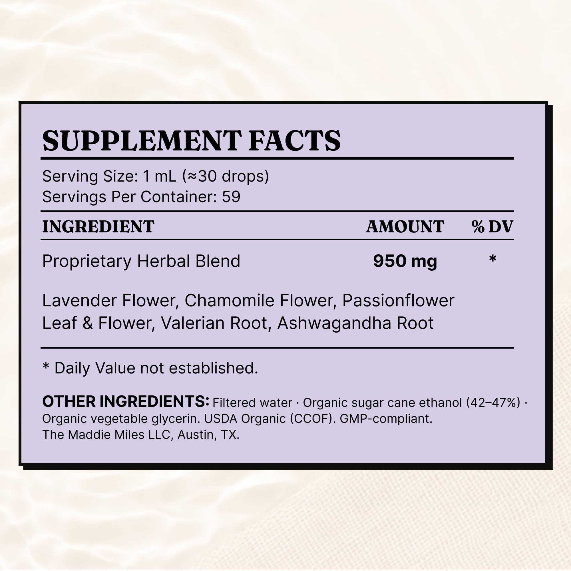peace. love.. Sleepy Liquid Supplement 2fl oz with herbal ingredients