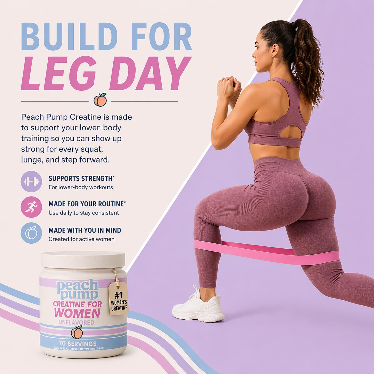 Peach Pump Women's Creatine Monohydrate 272g back view