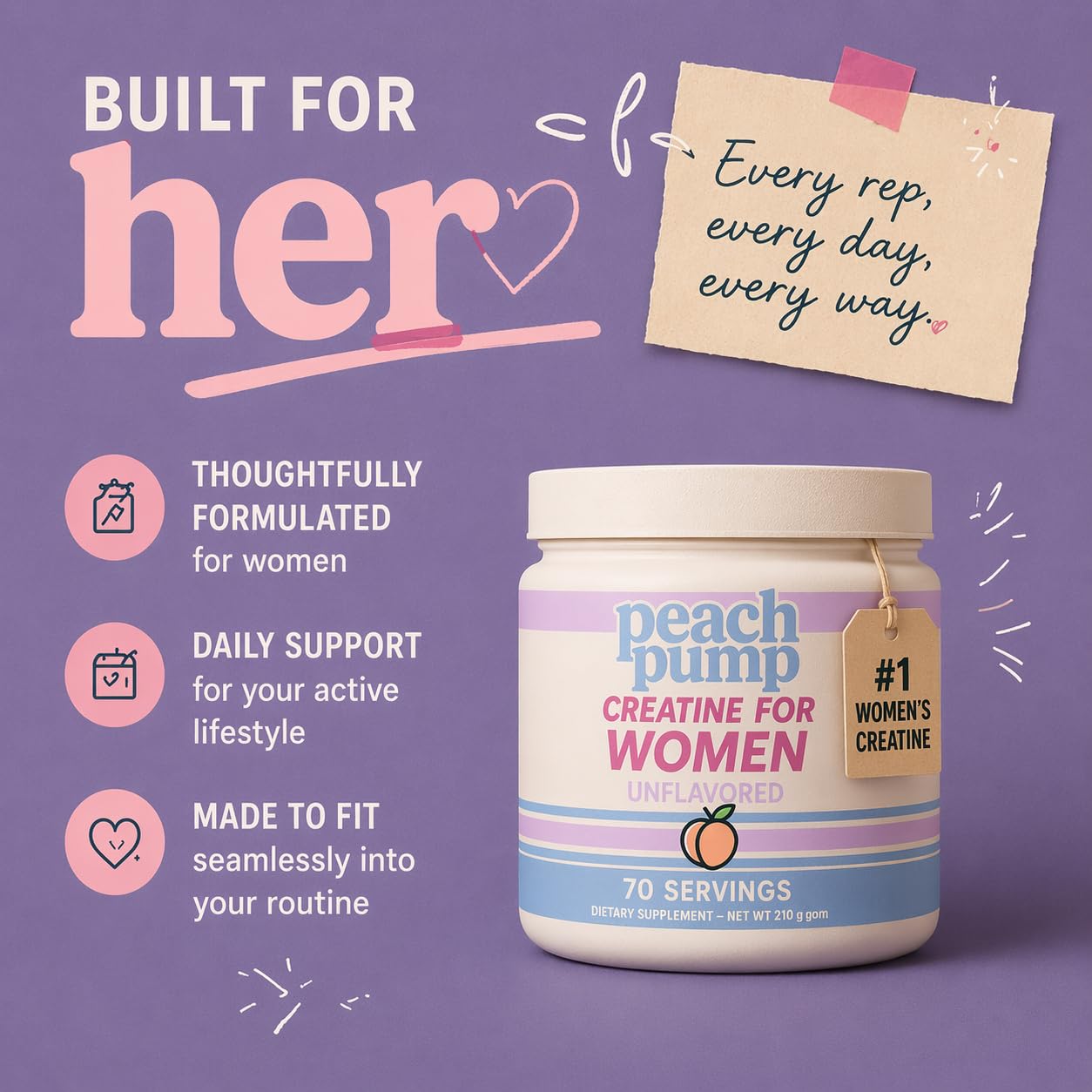 Peach Pump Women's Creatine Monohydrate 272g side view