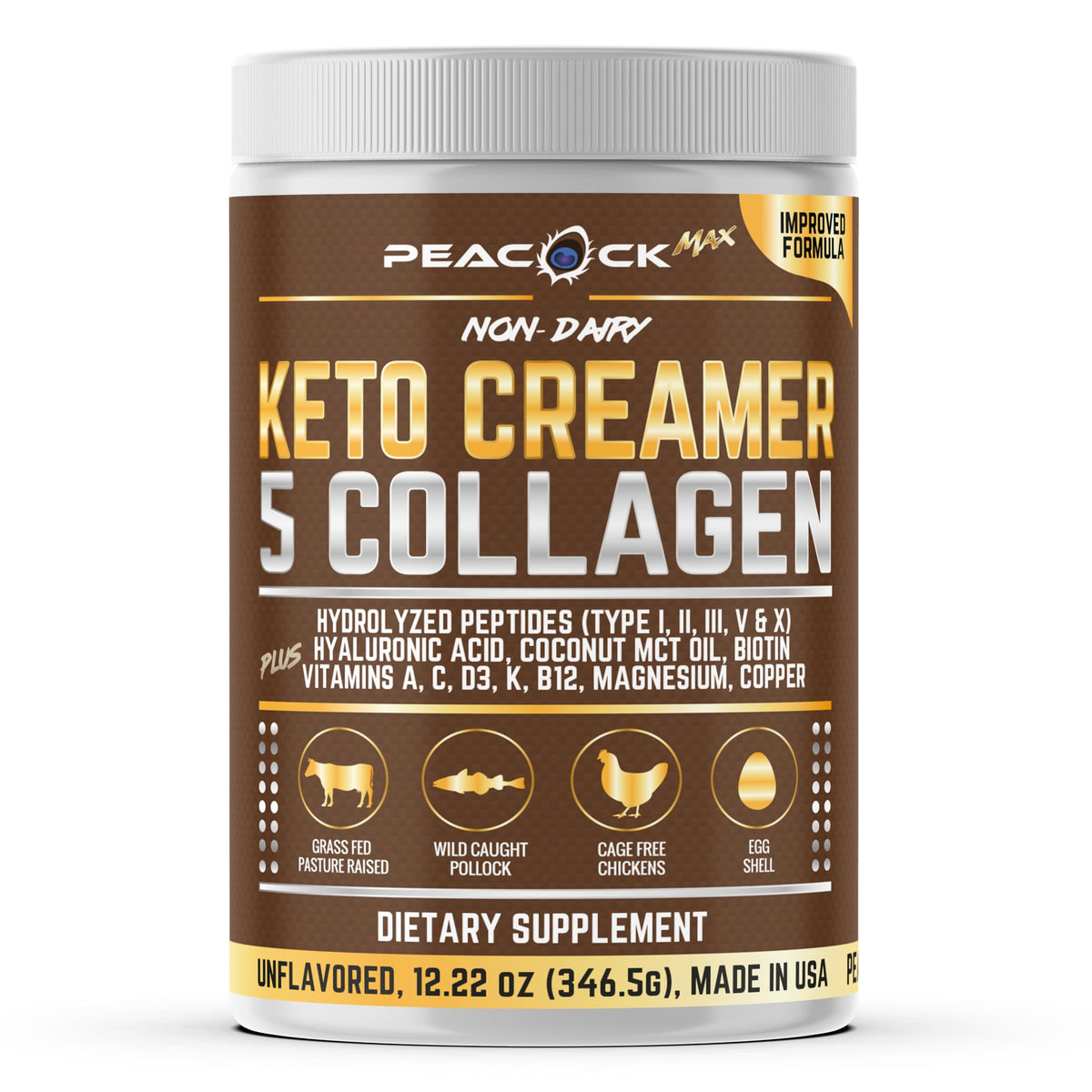 Peacock Max Collagen Coffee Creamer Powder front view 346g