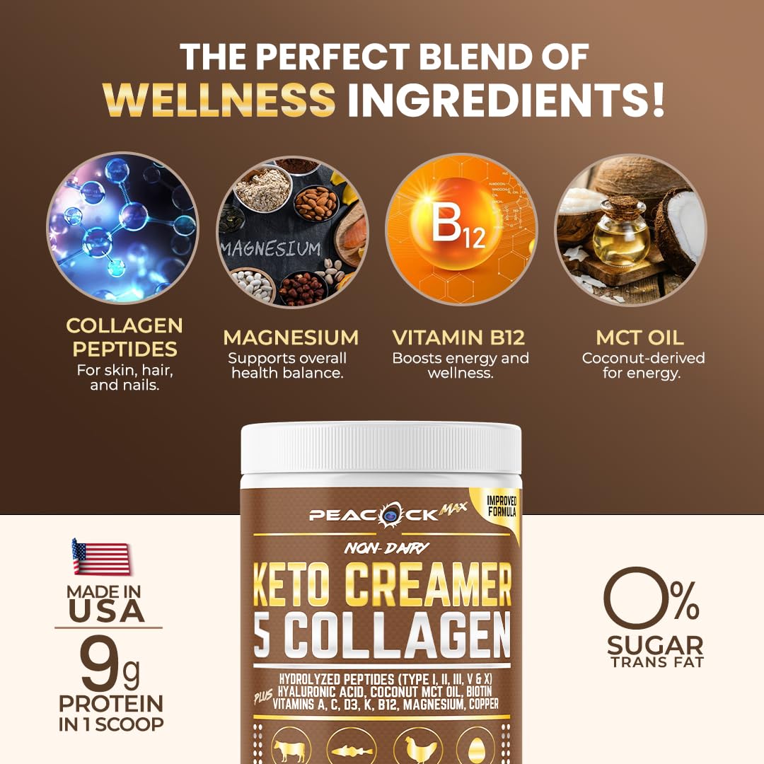 Peacock Max Collagen Coffee Creamer Powder in a smoothie