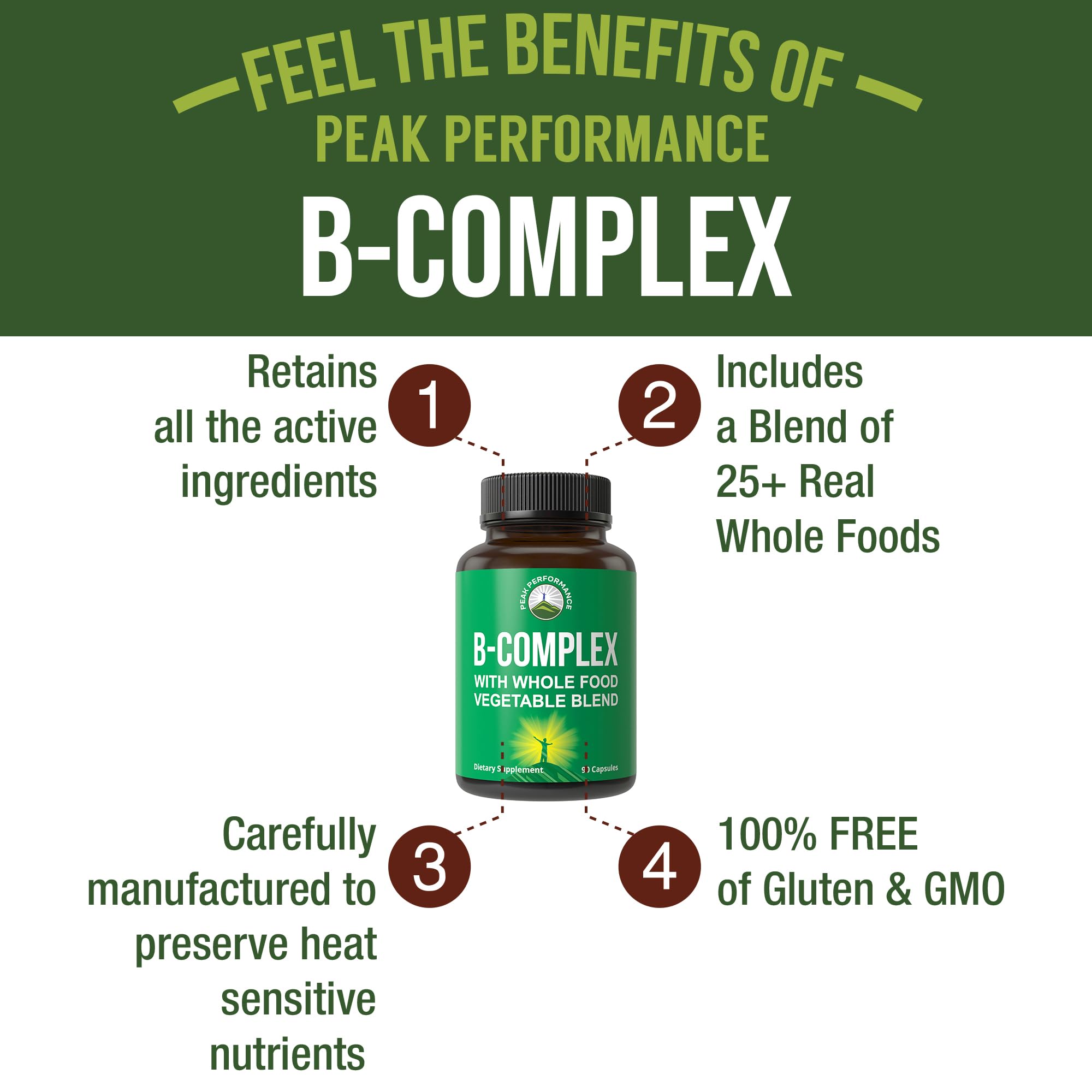 Peak Performance B Complex 100g side view showing packaging