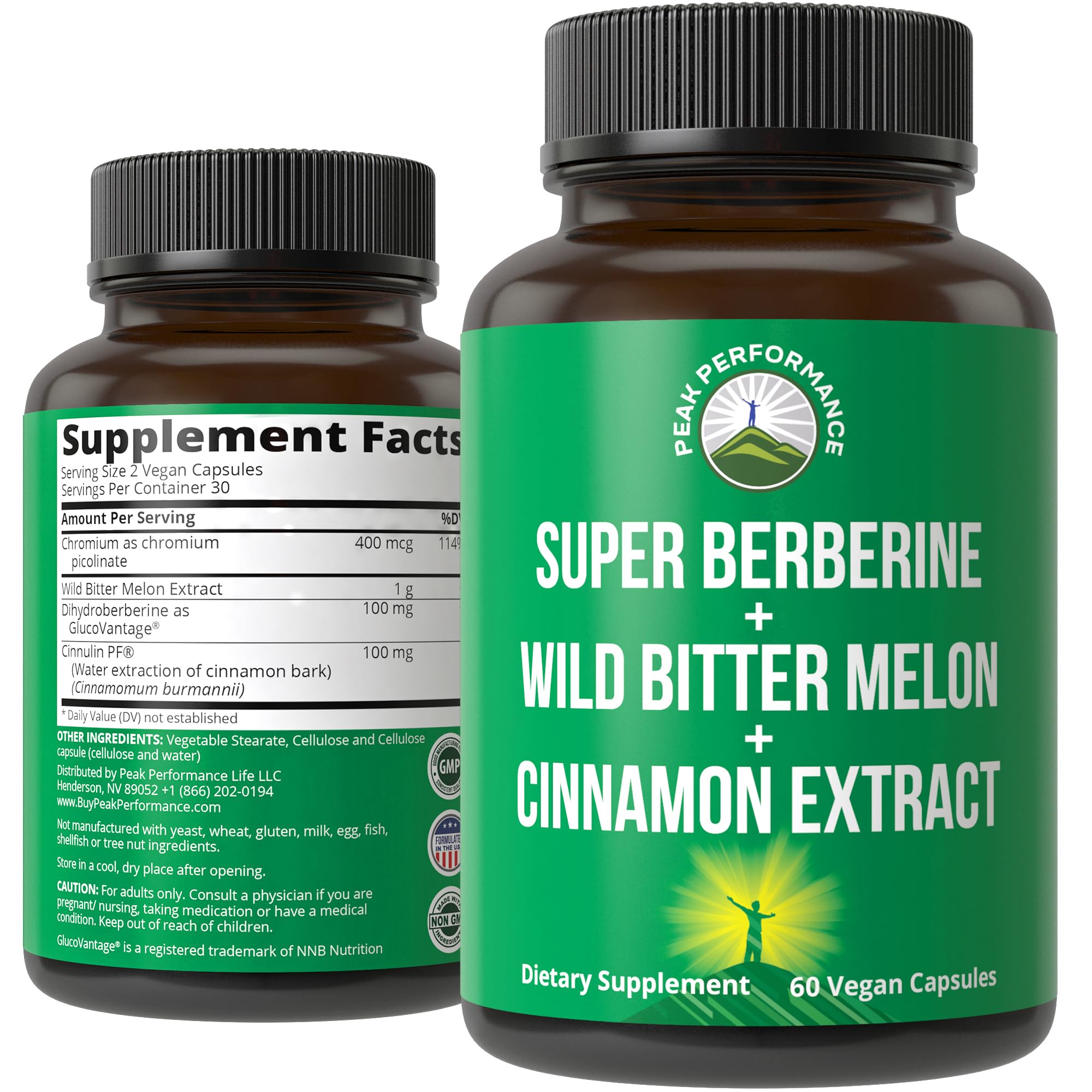 Peak Performance Berberine Capsules front view packaging