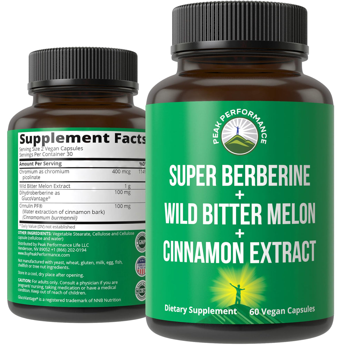 Peak Performance Berberine Capsules front view packaging