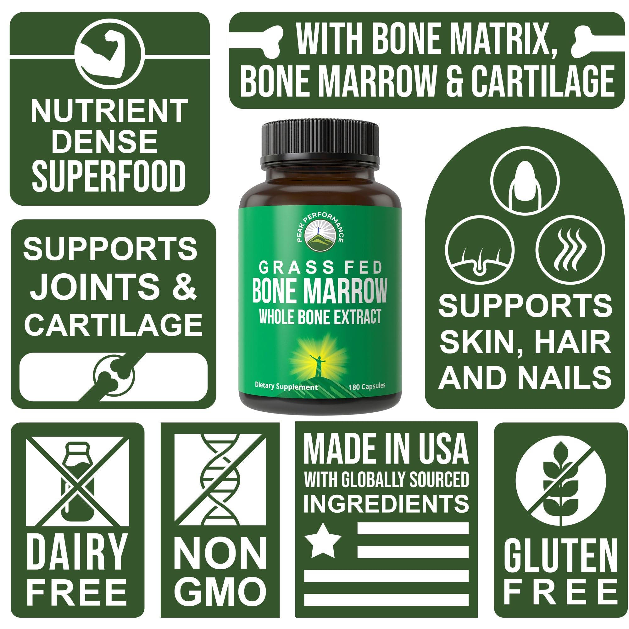 Peak Performance Bone Marrow Extract Capsules with packaging