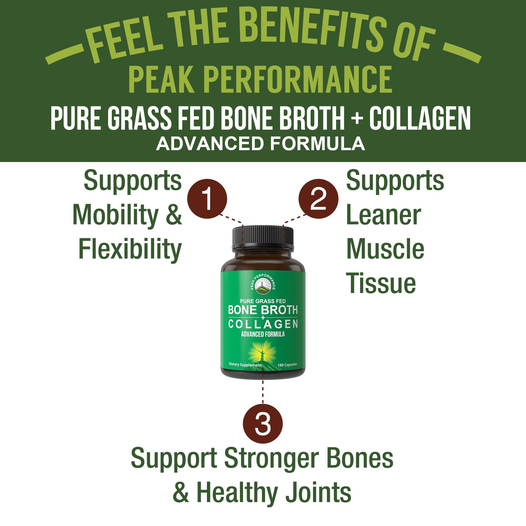 Peak Performance Collagen Bone Broth Supplement packaging side view