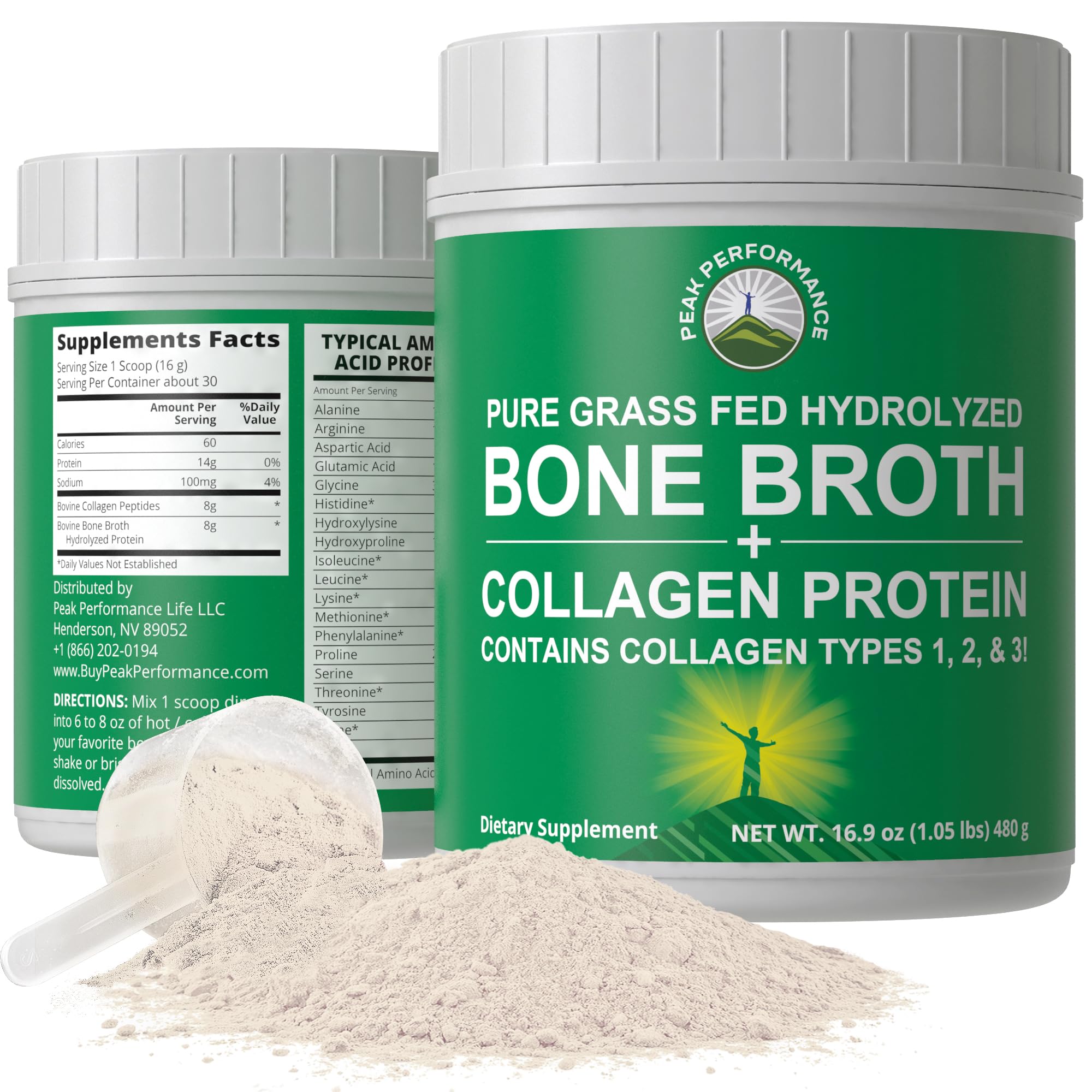 Peak Performance Collagen Powder unflavored front view