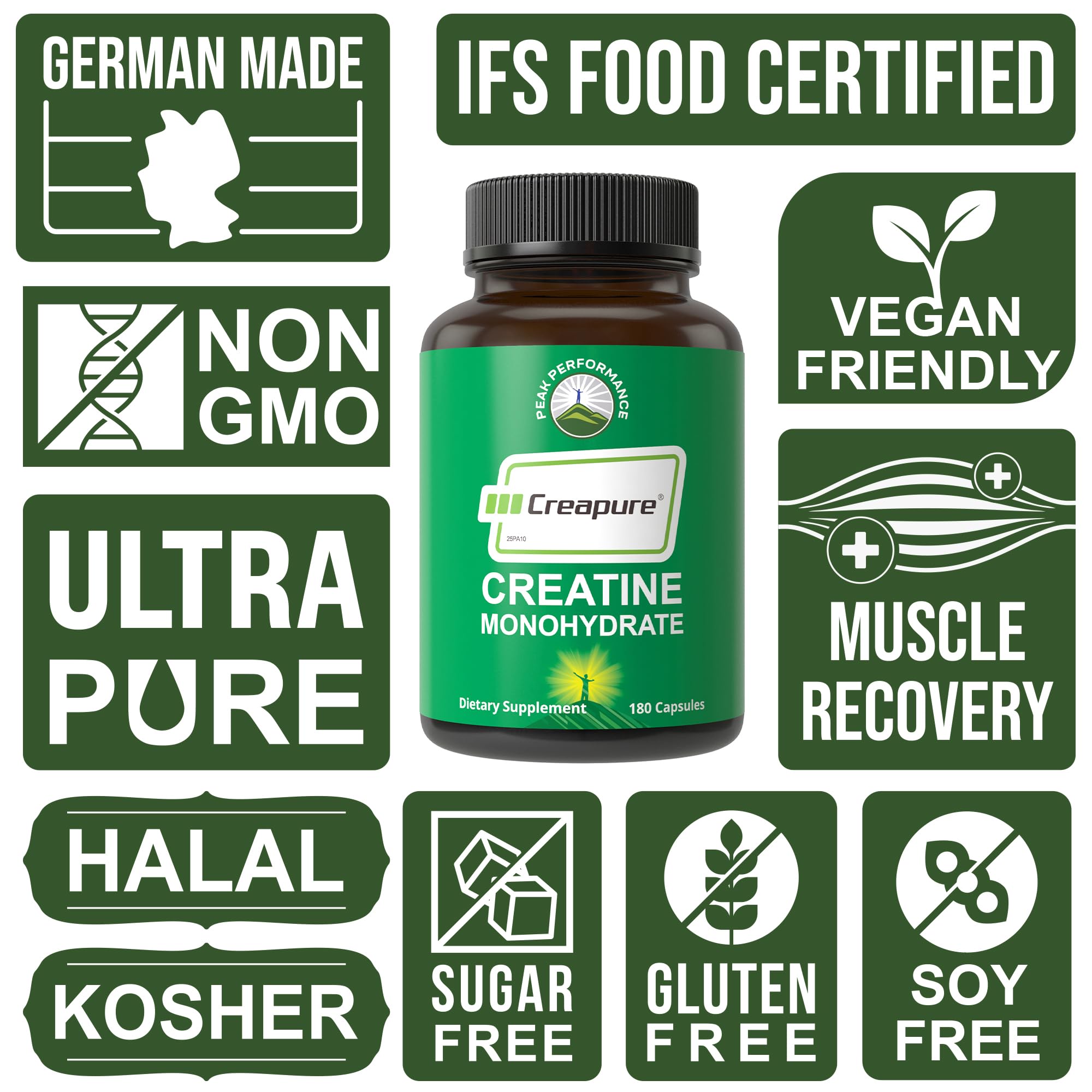 Peak Performance Creapure Creatine Monohydrate Capsules opened bottle