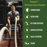 Peak Performance Creapure Creatine Monohydrate Capsules with a measuring scoop