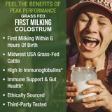 Peak Performance First Milking Colostrum Powder with measuring spoon