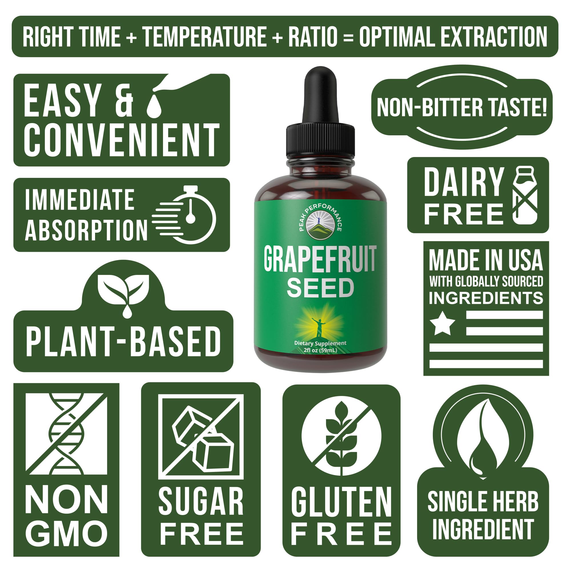 Peak Performance Grapefruit Seed Extract Liquid Drops bottle back view