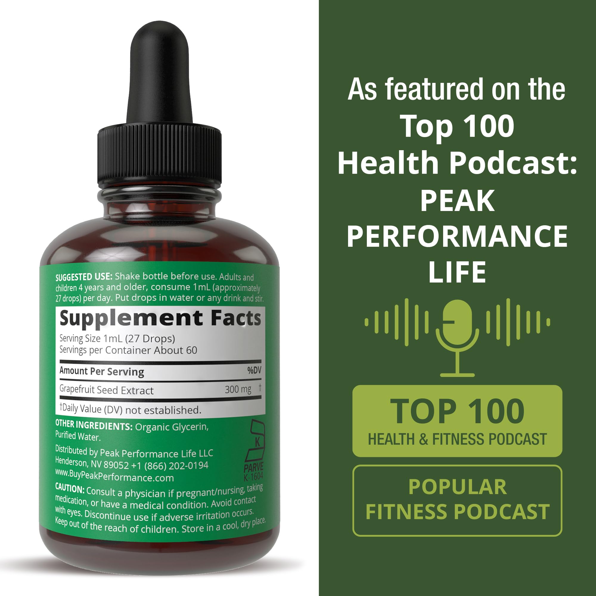 Peak Performance Grapefruit Seed Extract Liquid Drops ingredients list