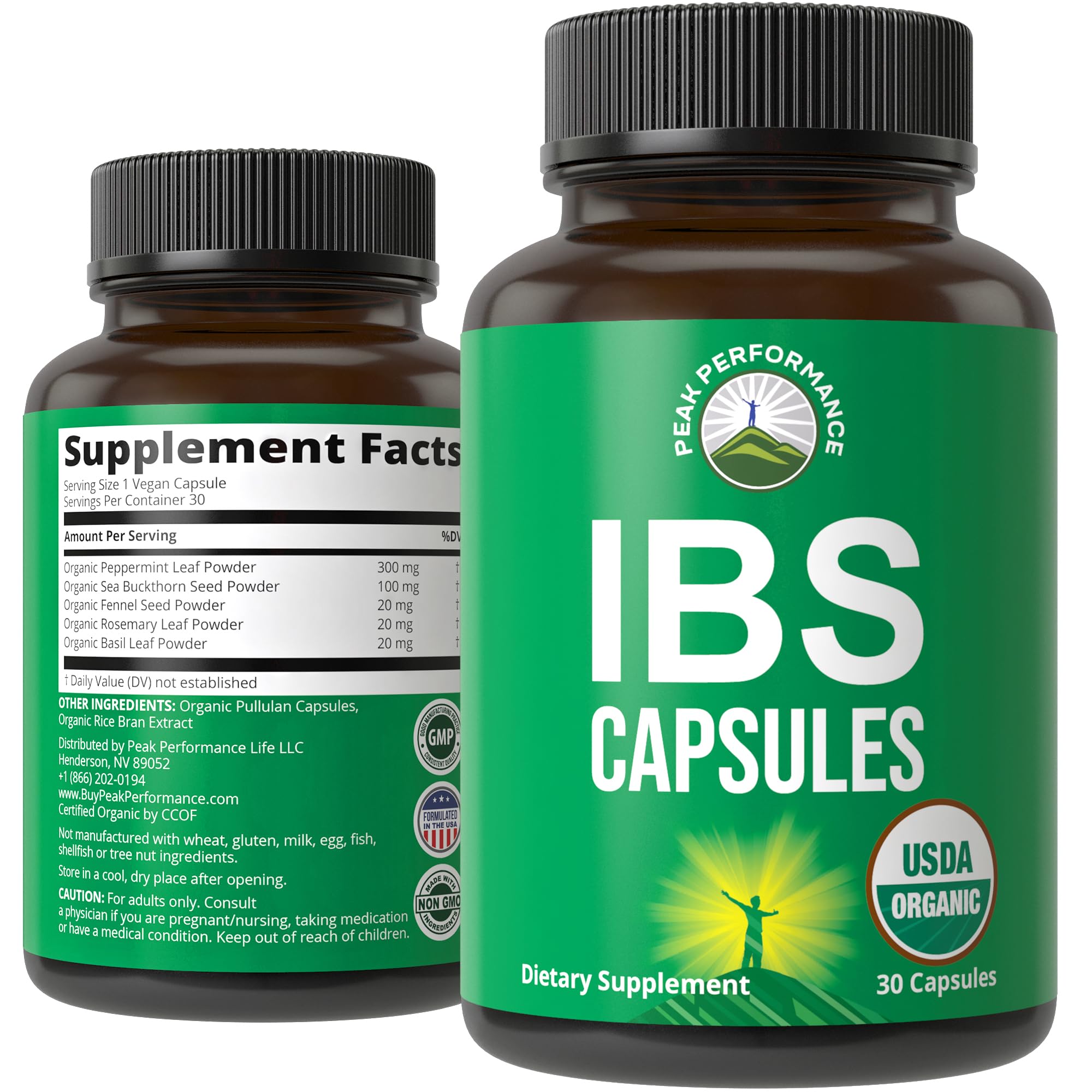 Peak Performance IBS Capsules bottle front view