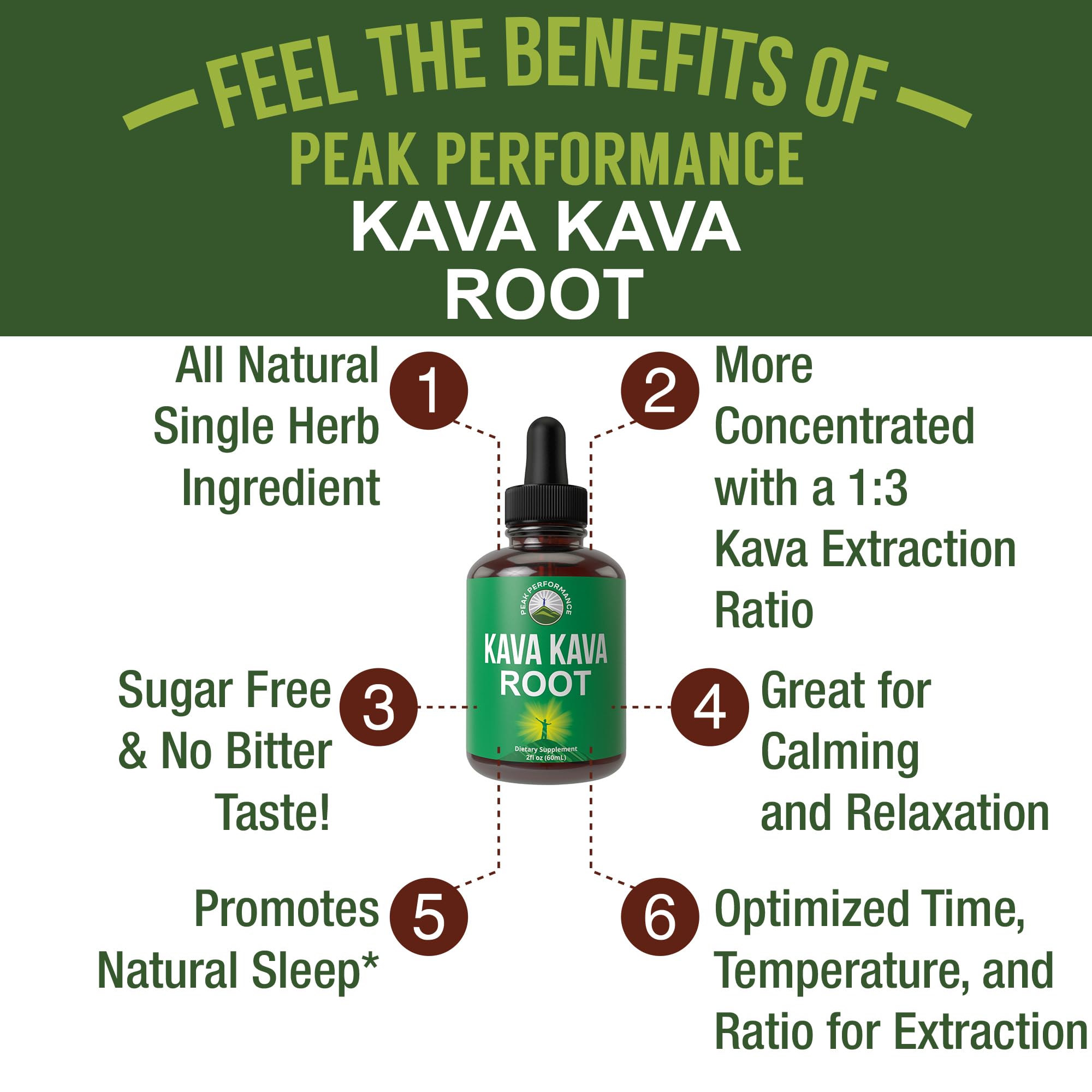 Peak Performance Kava Kava Extract Drops bottle with label