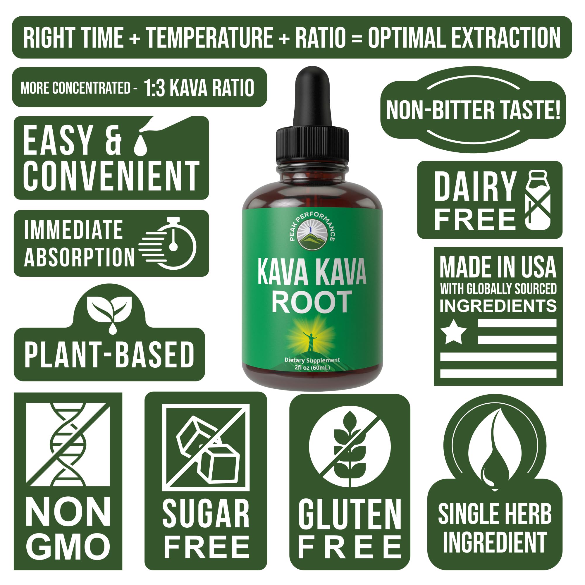 Peak Performance Kava Kava Extract Drops packaging details