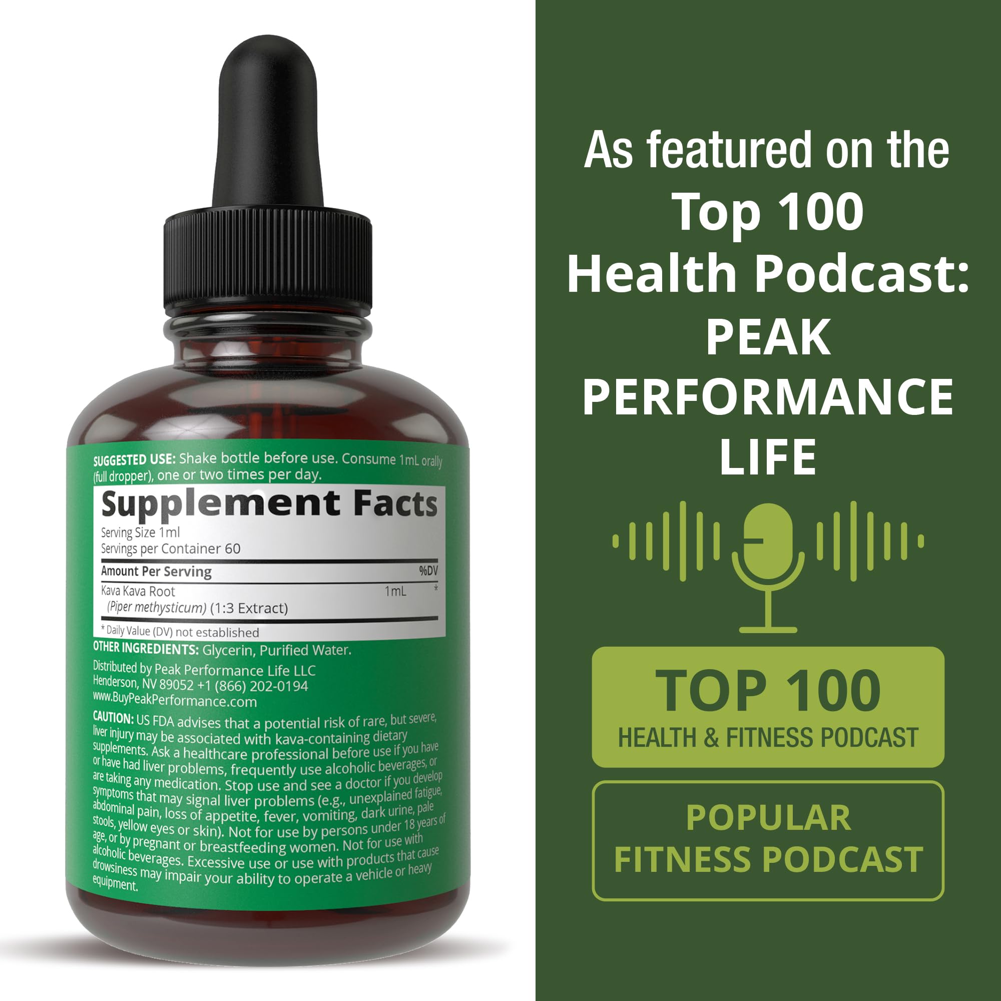 Peak Performance Kava Kava Extract Drops with fresh kava root