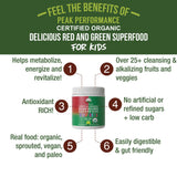 Peak Performance Kids Greens + Reds Supplement packaging side view