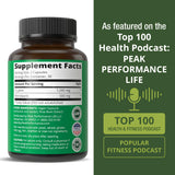 Peak Performance L-Lysine 1000mg supplement on a wooden table