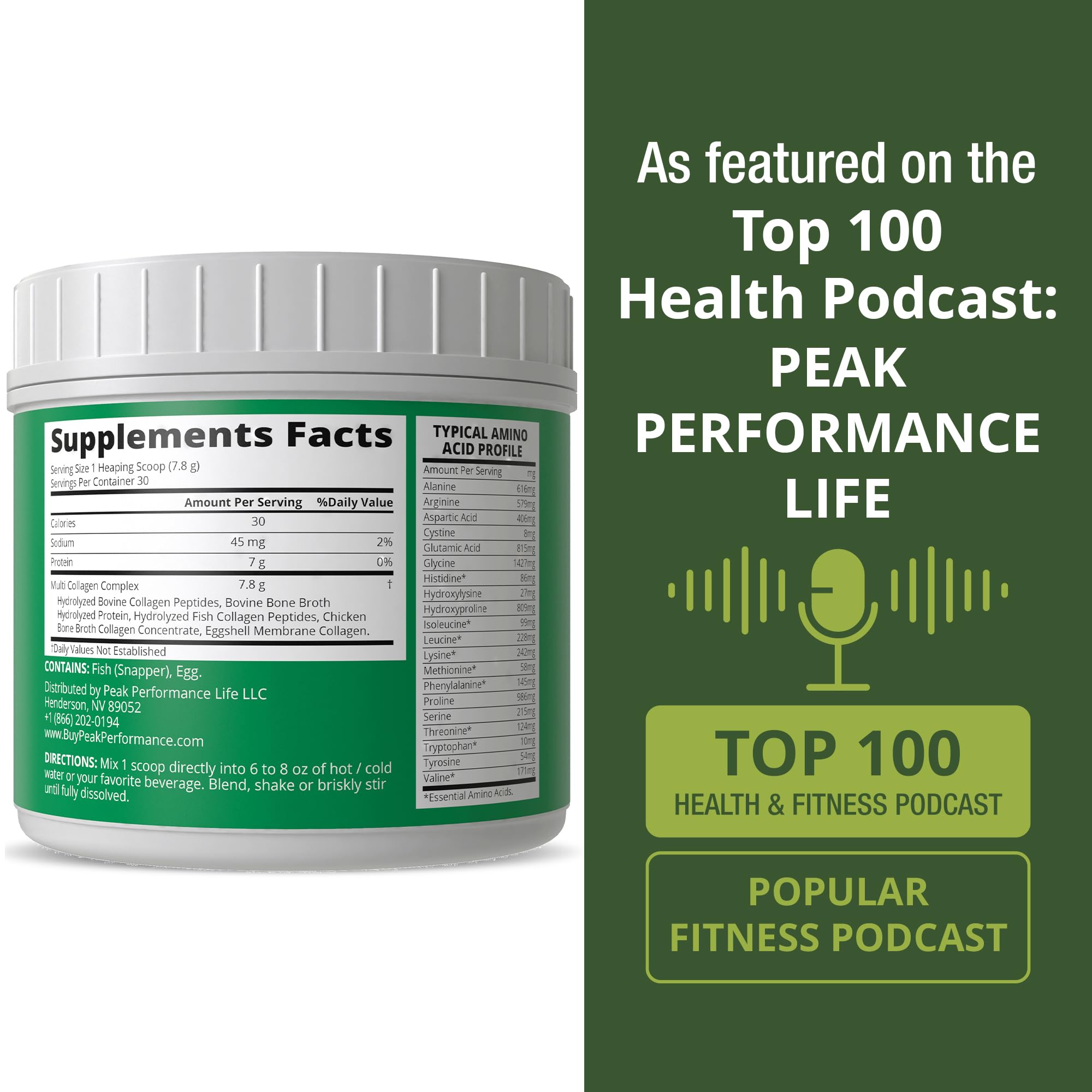 Peak Performance Multi Collagen 331g with measuring cup
