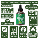Peak Performance Organic Burdock Root Extract Drops on a kitchen counter