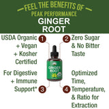 Peak Performance Organic Ginger Root Liquid Drops 132g back view