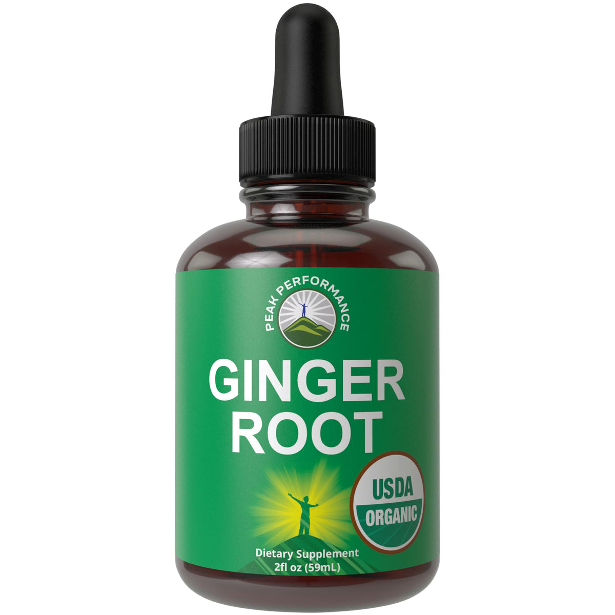 Peak Performance Organic Ginger Root Liquid Drops 132g front view