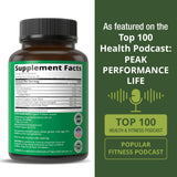 Peak Performance Organic Prebiotic Fiber capsules on a wooden table