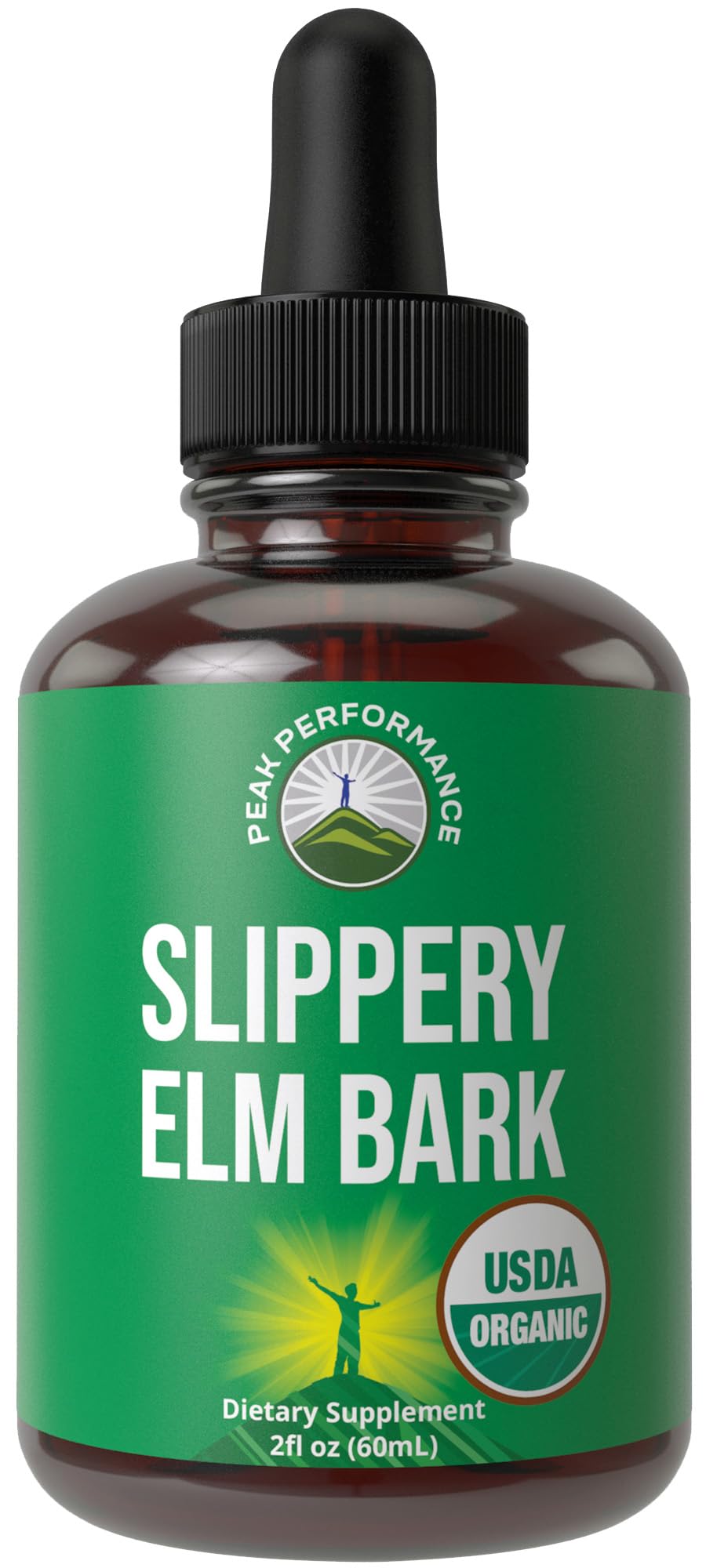 Peak Performance Organic Slippery Elm Liquid Drops bottle front view